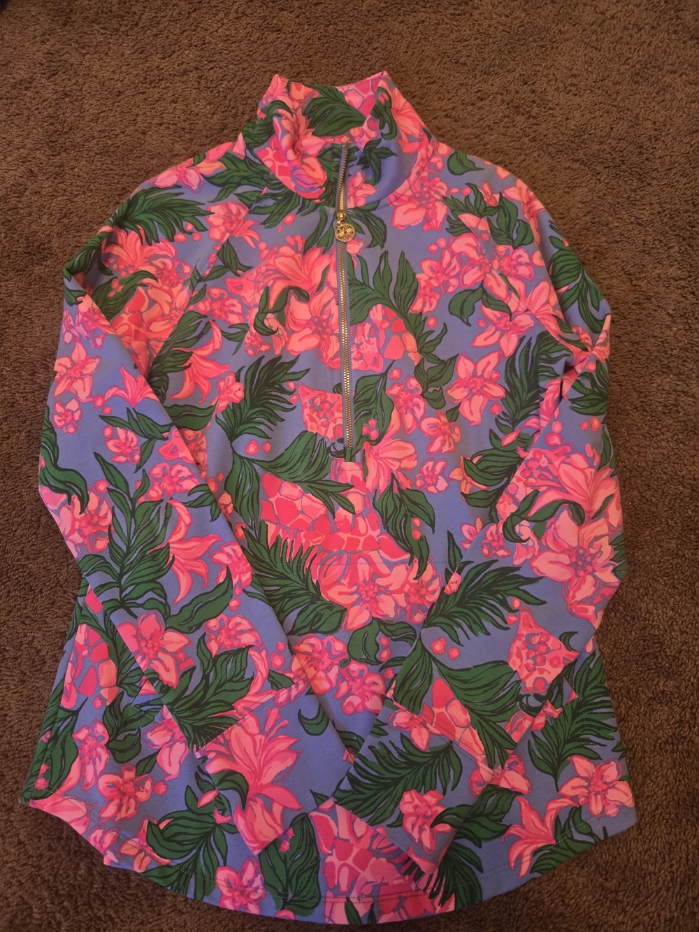 Lilly Pulitzer Pink & Purple Floral Half-Zip Pullover